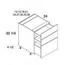Palermo Gloss White 12" W Three Drawer Base