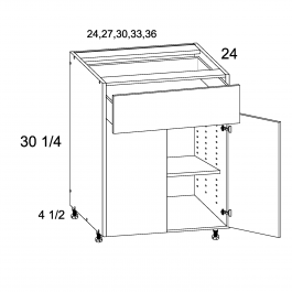 Torino Dark Wood 33" W One Drawer Two Door Base