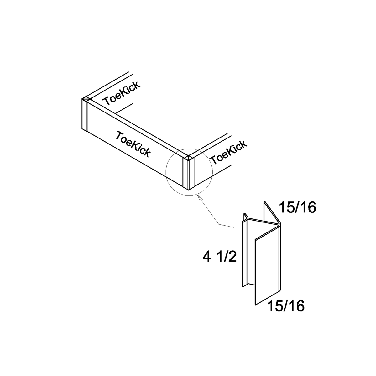 Silver PVC Toe Kick Corner