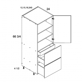 Torino White Pine 24" W X 71 1/4" H Tall With Two Drawer/One Inner Drawer Single Door
