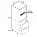 Riviera Oyster Shell 30" W X 71 1/4" H Tall One Oven With Two Drawer