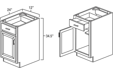 Winchester Grey 12" Base Cabinet