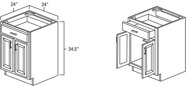 Knotty Hickory Shaker Kitchen Cabinets – Tagged Double Door Base Cabinets