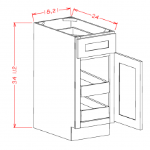 Shaker White 18" Base Cabinet w/ 2 Rollout Shelves