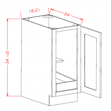 Torrance White 21" Full Height Door Base Cabinet w/ 1 Rollout Shelf