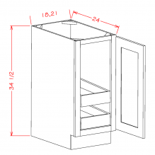 Shaker Grey 18" Full Height Door Base Cabinet w/ 2 Rollout Shelves