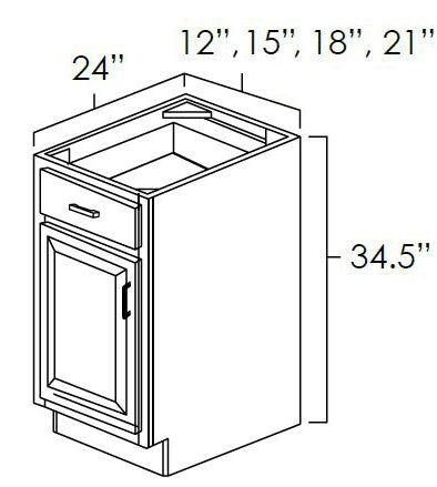 White Shaker 12" Base Cabinet