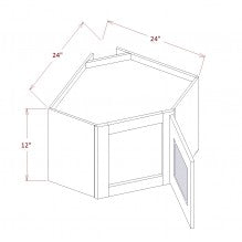 Torrance Dove 24"W X 12"H Stacker Diagonal Corner Wall Glass Door Cabinet with Finished Interior