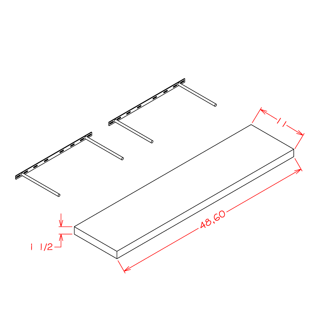Torino Grey Wood 36" Floating Shelf