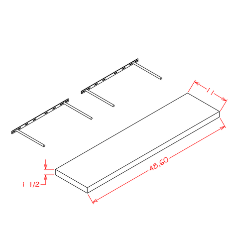 Torino Grey Wood 48" Floating Shelf