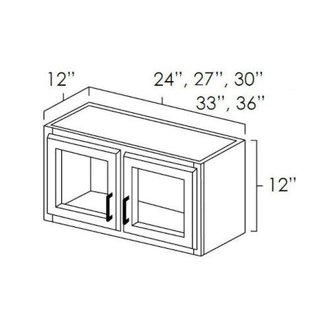 Platinum Shaker 24" x 12" Wall Cabinet w/ a Plain Glass Doors