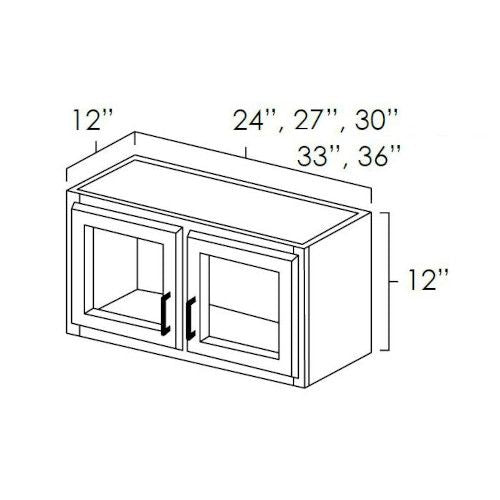 Platinum Shaker 24" x 12" Wall Cabinet w/ a Plain Glass Doors