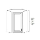 Navy Blue Shaker 24" x 36" Diagonal Corner Wall Cabinet