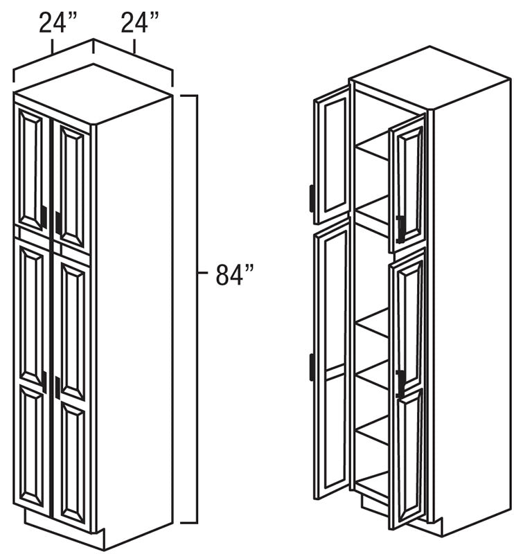 True Black Shaker 30" x 84" Utility Cabinet