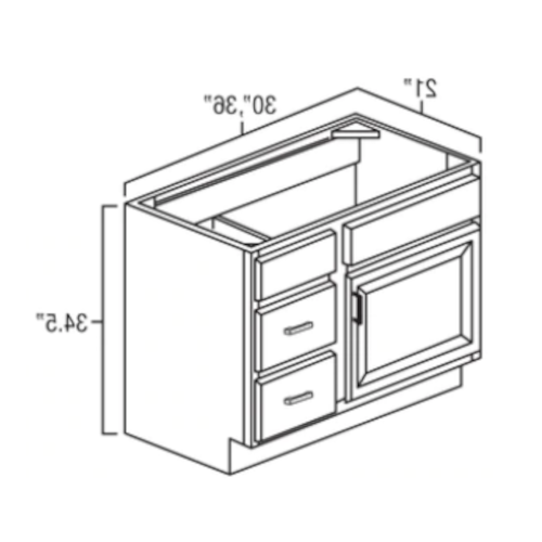 Newport 30" Vanity Sink Base w/ Drawers on the Left