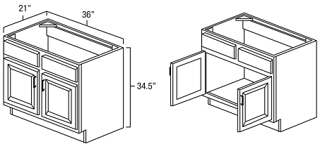 Winchester Grey 36" Vanity Sink Base