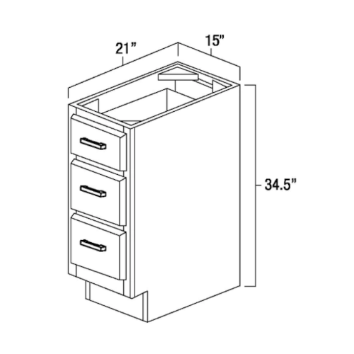 Newport 15" Three Drawer Vanity Base