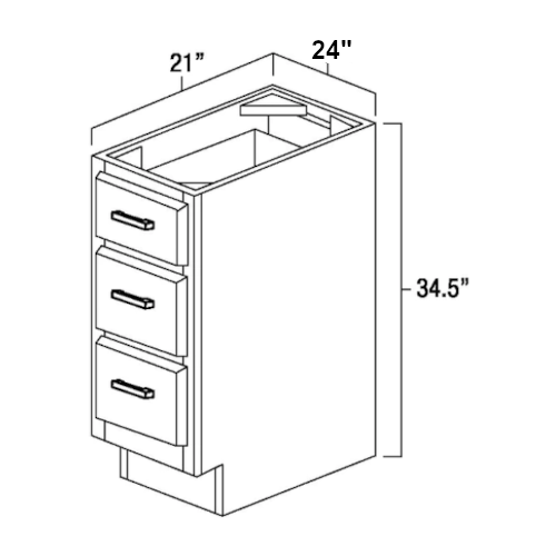 Java Shaker 24" Three Drawer Vanity Base